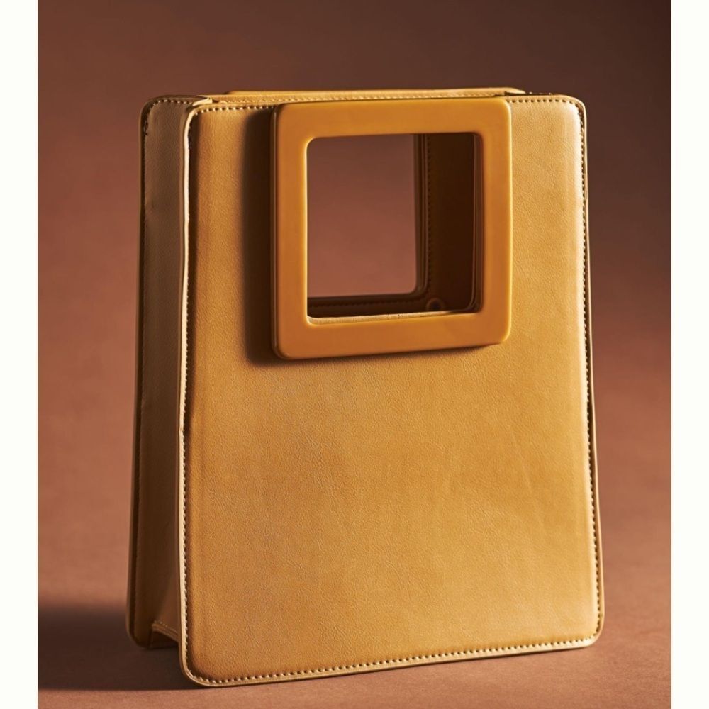 Square-Handle Satchel color Tan By Anthropologie … - image 3